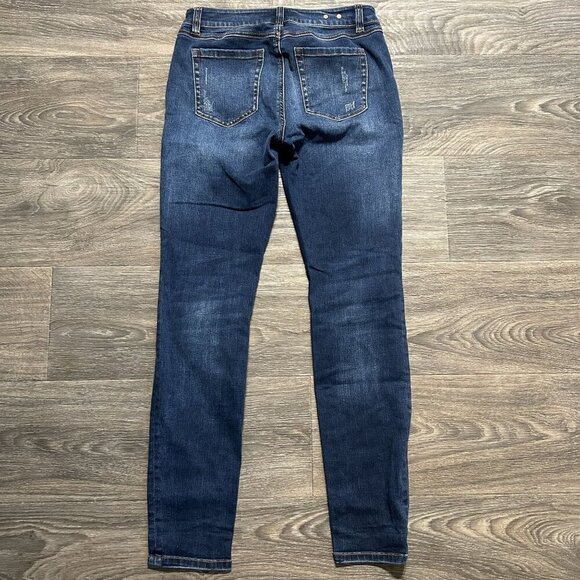 CAbi Jeans Size 4 Style 3752 Original Wash Skinny Denim Dark Wash Distressed - Picture 3 of 12